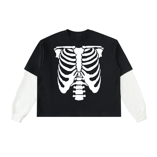 SKELETON LAYERED LONGSLEEVE! 100%COTTON